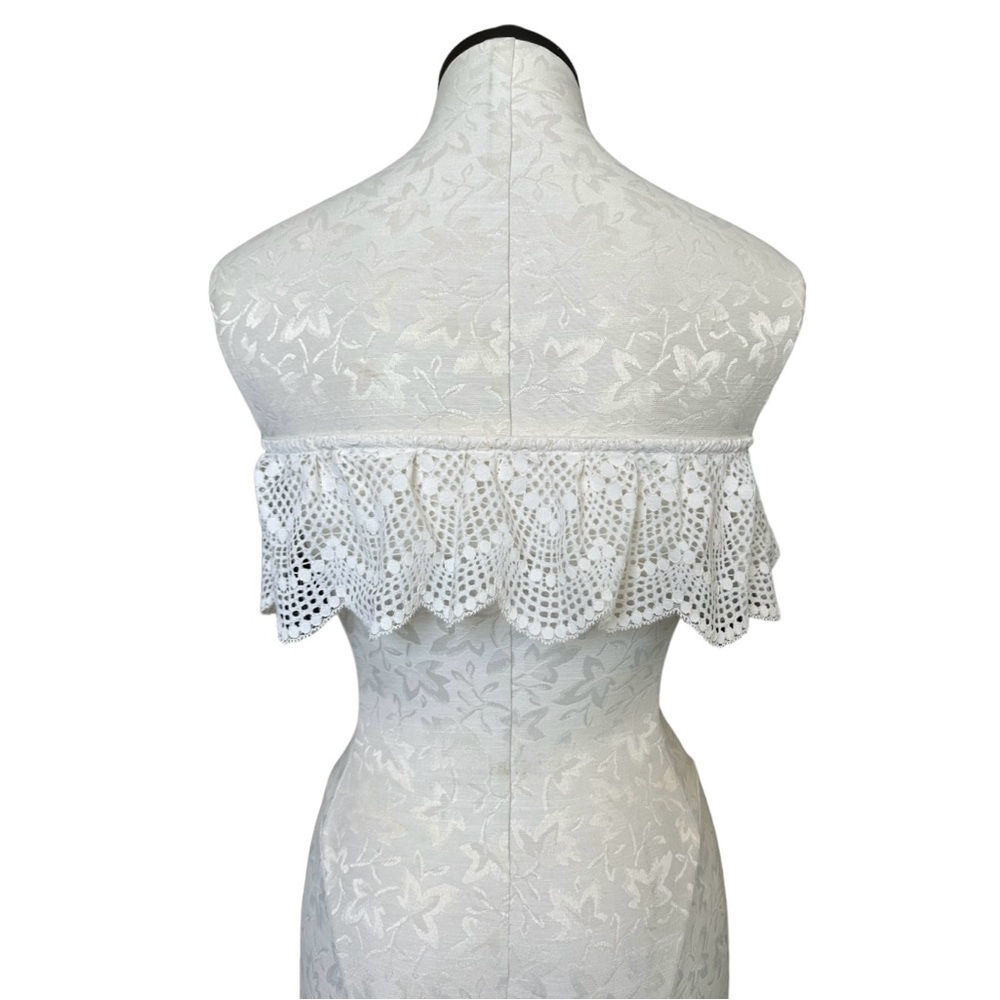 Victoria’s Secret Cream Eyelet Lace Bandeau Bralette Scalloped Strapless Size L - Picture 6 of 12